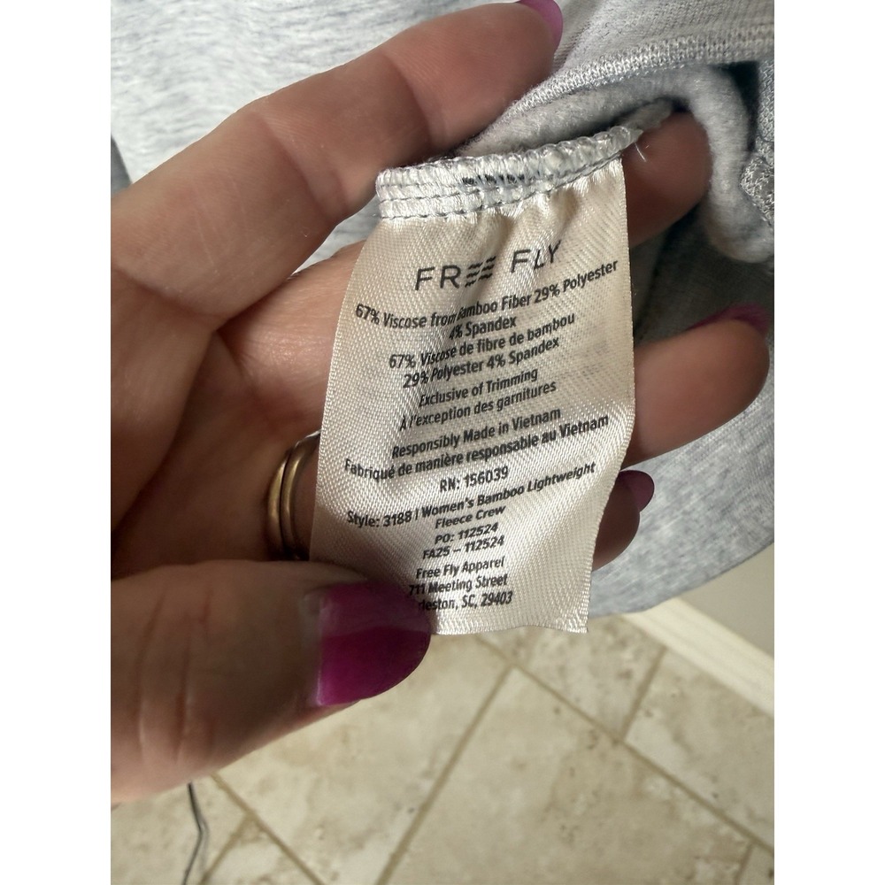 Free Fly Women Bamboo Crewneck Sweatshirt Gray Pullover Medium Outdoors NEW - Picture 10 of 12